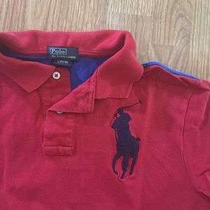 Red Polo Shirt with Blue back
